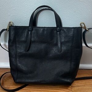 Fossil black leather convertible bag